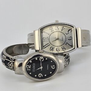 2X Women's Cuff Watch 25 & 30MM Multicolor Case Bracelet 5.5" Wrist New Battery